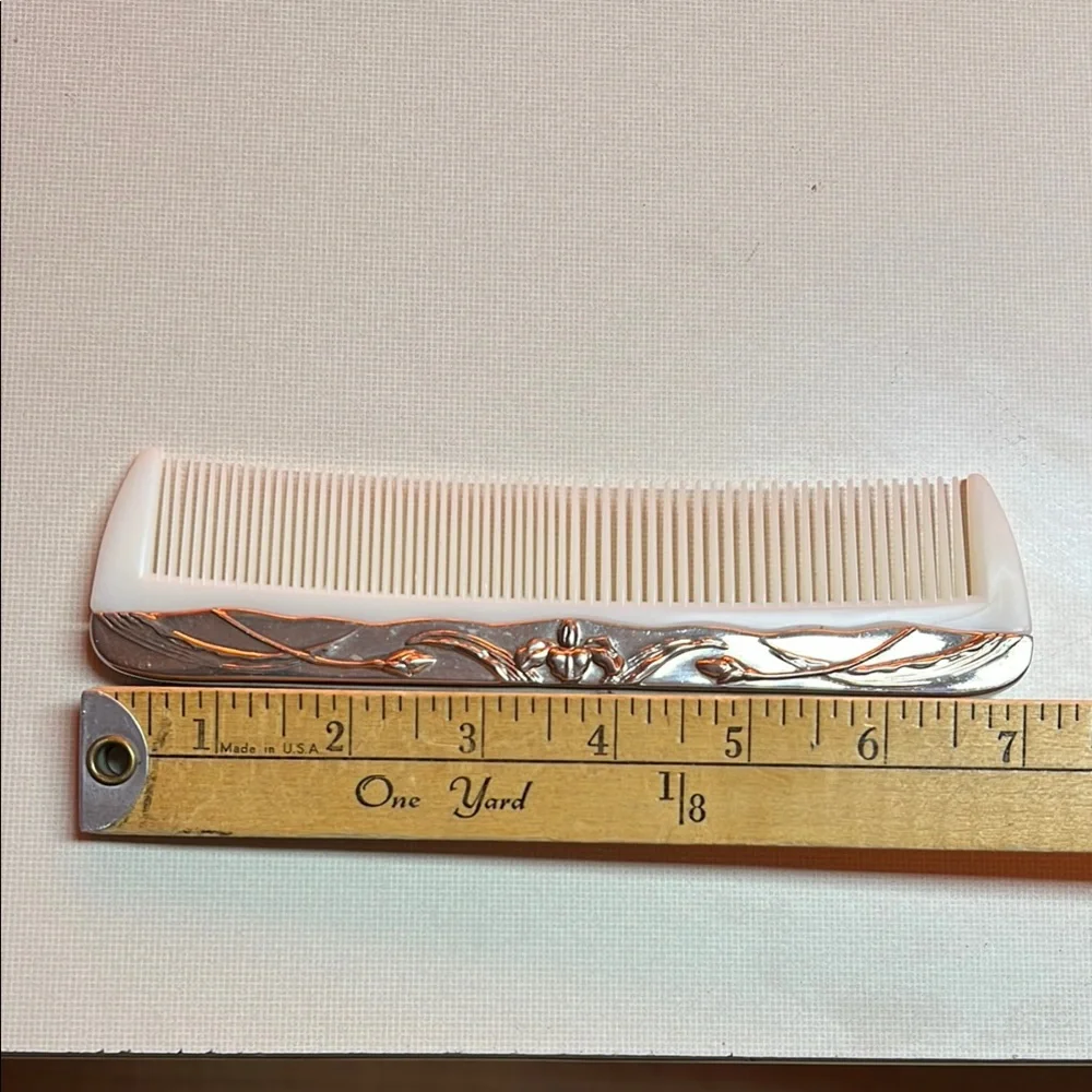 Vintage Silver Plated and White Men's Comb